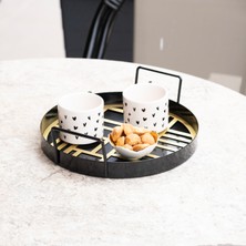 Rarart Siyah & Gold Metal Sunum Tepsisi - Modern Servis Tepsisi - Daphne