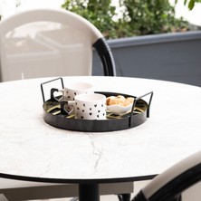 Rarart Siyah & Gold Metal Sunum Tepsisi - Modern Servis Tepsisi - Daphne