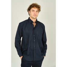 Mugi Erkek Uzun Kollu Tek Cepli %100 Pamuk Gömlek 4100 Lacivert