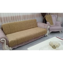 Şönil El Dokuma Kolsuz Koltuk Örtüsü (3+3)-Bej