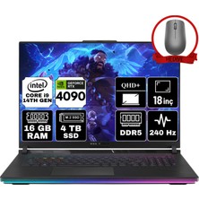 Asus Rog Strıx Scar 18 Intel Core I9-14900HX 16GB 4tb SSD RTX4090/16GB 18" Qhd+ 240Hz W11P Taşınabilir Bilgisayar G834JYR-N6100-A72 & Anzar Mouse