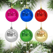 Parti Dükkanım Yılbaşı Top Süs 5cm 6lı Renkli Parlak Ağaç Süsü