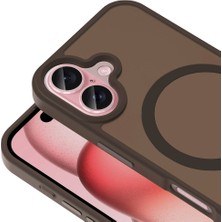 Gpack iPhone 16 Kılıf Magsafeli Mat Arka Yüzey Sio Kapak Kahverengi