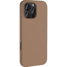 Gpack iPhone 16 Pro Kılıf Magsafeli Silinebilir Sert Silikon Kivi Kapak Kahverengi