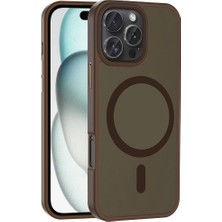 Gpack iPhone 16 Pro Kılıf Magsafeli Mat Arka Yüzey Sio Kapak Kahverengi