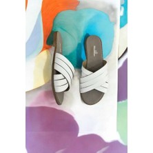 Fitbas 112110 465 Kadın Beyaz Büyük Numara Terlik