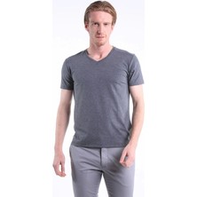 Erkek Basic V yaka Füme Tshirt