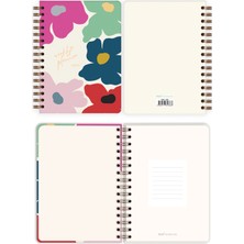 Matt Notebook 2025 Yılı A5 Haftalık Ajanda Spiralli 15X21 cm - 12 Aylık - Motivasyon Sayfalı Papatyalar