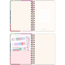 Matt Notebook 2025 Yılı A5 Haftalık Ajanda Spiralli 15X21 cm - 12 Aylık - Motivasyon Sayfalı Papatyalar