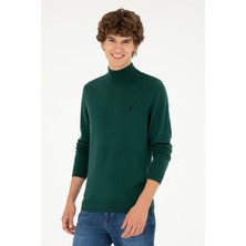 U.S. Polo Assn. Erkek Slim Fit Yarım Boğazlı Koyu Yeşil Basic Kazak 50293499-VR079
