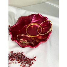 Love Candle Dekor Parlak Bordo Istiridye Takı Tabağı, Deniz Kabuğu Sunumluk, Istiridye Dekoratif Obje, Bordo Istiridye