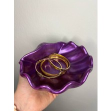 Love Candle Dekor Parlak Mürdüm Istiridye Takı Tabağı, Deniz Kabuğu Sunumluk, Istiridye Dekoratif Obje, Mor Istiridye
