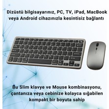 Coofbe Premium 2.4g Kablosuz Bluetooth Klavye Mouse Seti Şarj Edilebilir Telefon Tablet Laptop Klavye Seti