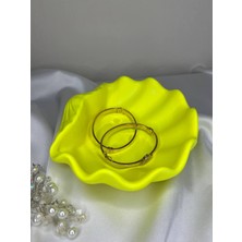 Love Candle Dekor Sarı Istiridye Takı Tabağı, Deniz Kabuğu Sunumluk, Istiridye Dekoratif Obje, Sarı Istiridye