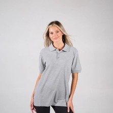 BafacoTekstil Pamuklu Gri Polo Yaka T-Shirt Erkek / Kadın
