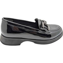 Çiğdem Kundura Miraviva Kadın Suni Deri Loafer Ayakkabı - Miraviva  - Siyah-Rugan - 36