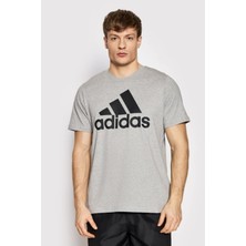 Nike Adidas Essentials Big Logo Gri Pamuklu Erkek T-Shirt