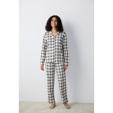 Pamuklu Alia Gri Gömlek Pantolon Pijama Takımı