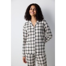 Pamuklu Alia Gri Gömlek Pantolon Pijama Takımı