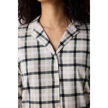 Pamuklu Alia Gri Gömlek Pantolon Pijama Takımı