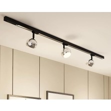 Demet Habek My Lights Mylights Demet Habek Pana sonıc Gün Işığı Ampullü 1 Metre Alüminyum Ray ile Krom Kaplama 3 Başlıklı Spot Avize