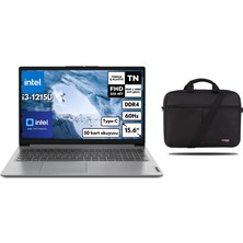 Lenovo Ideapad 1 15IAU7 I3-1215U 12GB 512GB SSD 15.6" Fhd Freedos Taşınabilir Dizüstü Bilgisayar 82QD00GMTXH13 + Çanta