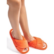 Twigy Çapraz Peluş Kadın Ev Terliği Turuncu 36/41
