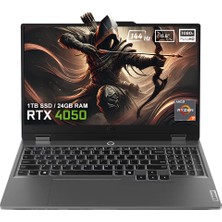 Lenovo LOQ 15ARP9 83JC006ATRv2 AMD Ryzen 7-7435HS 24GB DDR5 1TB SSD RTX4050 6GB 15.6 inç 144Hz Full HD FreeDos Gaming Laptop