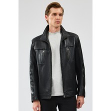 Hugo Erkek Siyah Regular Deri Ceket 24WGE65401M