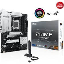 Asus Prıme X870-P Wıfı Amd X870 Am5 Ddr5 8000 HDMI 2xusb4 4x M2 Usb3.2 Wifi 7 + Bt Aura Rgb 2.5gbit Lan Atx 14+2+1(80A) Güç Aşamaları, Çift Usb4, Gelişmiş Aı Bilgisayarları Için Hazır