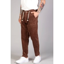 Little Cup Jeans Co Erkek Kahve Baggy Fit Kalıp Kadife Pantolon %100 Pamuklu Günlük Kullanım İçin Rahat Tasarım