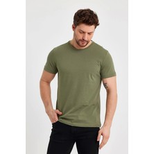 Erkek Basic Yuvarlak yaka Haki Yeşil Tshirt