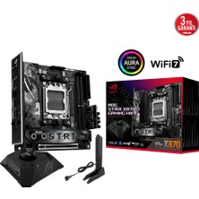 Asus Rog Strıx X870-I Gamıng Wıfı Amd X870 Am5 Ddr5 8400 HDMI 2xusb4 2x M2 Usb3.2 Wifi 7 + Bt Aura Rgb 2.5gbit Lan Mini Itx 10+2+1 Güç Aşamaları, Çift Usb4, Rog Strix Hıve Iı