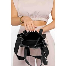 Change Time Kadın Siyah Kolon Askılı Tote Bag El ve Omuz Çantası(KARTLIK HEDİYELİ)