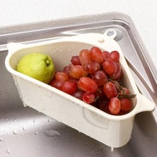 Woodhub Vantuzlu Üçgen Sebze Meyve Lavabo Raf Evye Süzgeç Sünger Tutucu Düzenleyici Mutfak Organizer