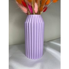 Love Candle Dekor Lila Vazo Çizgili Vazo Dekoratif Vazo Çiçeklik Kuru Çiçek Vazo