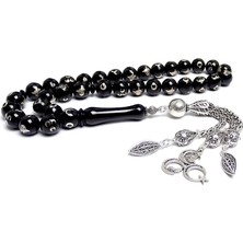 Tesbih Rüyası Erzurum Oltu Taşı Tesbih: Gümüş İşlemeli Ayyıldız, Osmanlı Tuğrası ve Üç Hilal