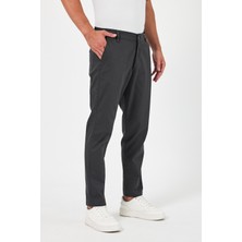 TheSeason Erkek Antrasit Gabardin Pamuklu Keten Slim Fit Yan Cep Esnek Chino Pantolon
