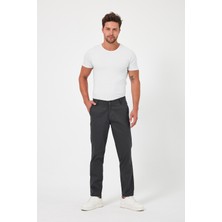 TheSeason Erkek Antrasit Gabardin Pamuklu Keten Slim Fit Yan Cep Esnek Chino Pantolon
