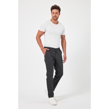 TheSeason Erkek Antrasit Gabardin Pamuklu Keten Slim Fit Yan Cep Esnek Chino Pantolon