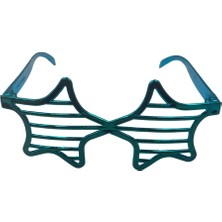 Kidspartim Parti Gözlük Plastik Camsız Panjur Yıldız Şekilli Mavi 14X6 cm