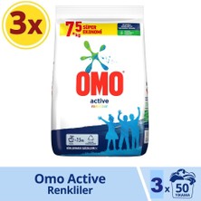 Omo Matik Active Fresh Renkliler Için 7.5 kg 50 Yıkama x 3 Adet