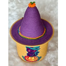 Zuviel Deco El Yapımı Tasarım Halloween Temalı Düzenleyici Sepet Hardal / Tek Ebat