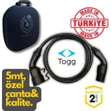 Evoşarj Togg Elektrikli Araç Şarj Ara Kablosu 22KW, 32A, 5mt