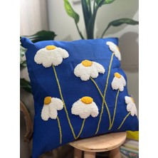 İzmit Çınar Kadın Kooperatifi Papatya Desenli Punch Panç Işlemeli Kiremit Yastık Kırlent Kılıfı ( 42 x 42 cm )