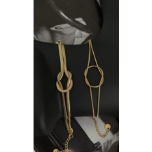 Goddess Glow Çelik Altın Kaplama Ezme Zincir 2li çift bileklikleri