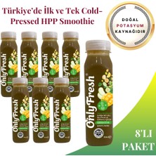 Only Fresh Smoothie Mango Kivi Elma Muz Üzüm Ispanak Salatalık Limon Taze Soğuk Sıkım 250ml x 8 Adet