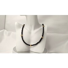 Altıntakmakiçin Altın Kaplama Aparatlı 5'li Kolye 4mm Kristal Cam Boncuk Boy:62 cm