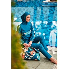 Marina Desenli Tam Kapalı Tesettür Mayo R2410