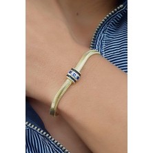 Ose Shop Lacivert Taşlı 925ayar Gümüş Üzerine Altın Kaplama Luxury Tasarım Trend Bileklik